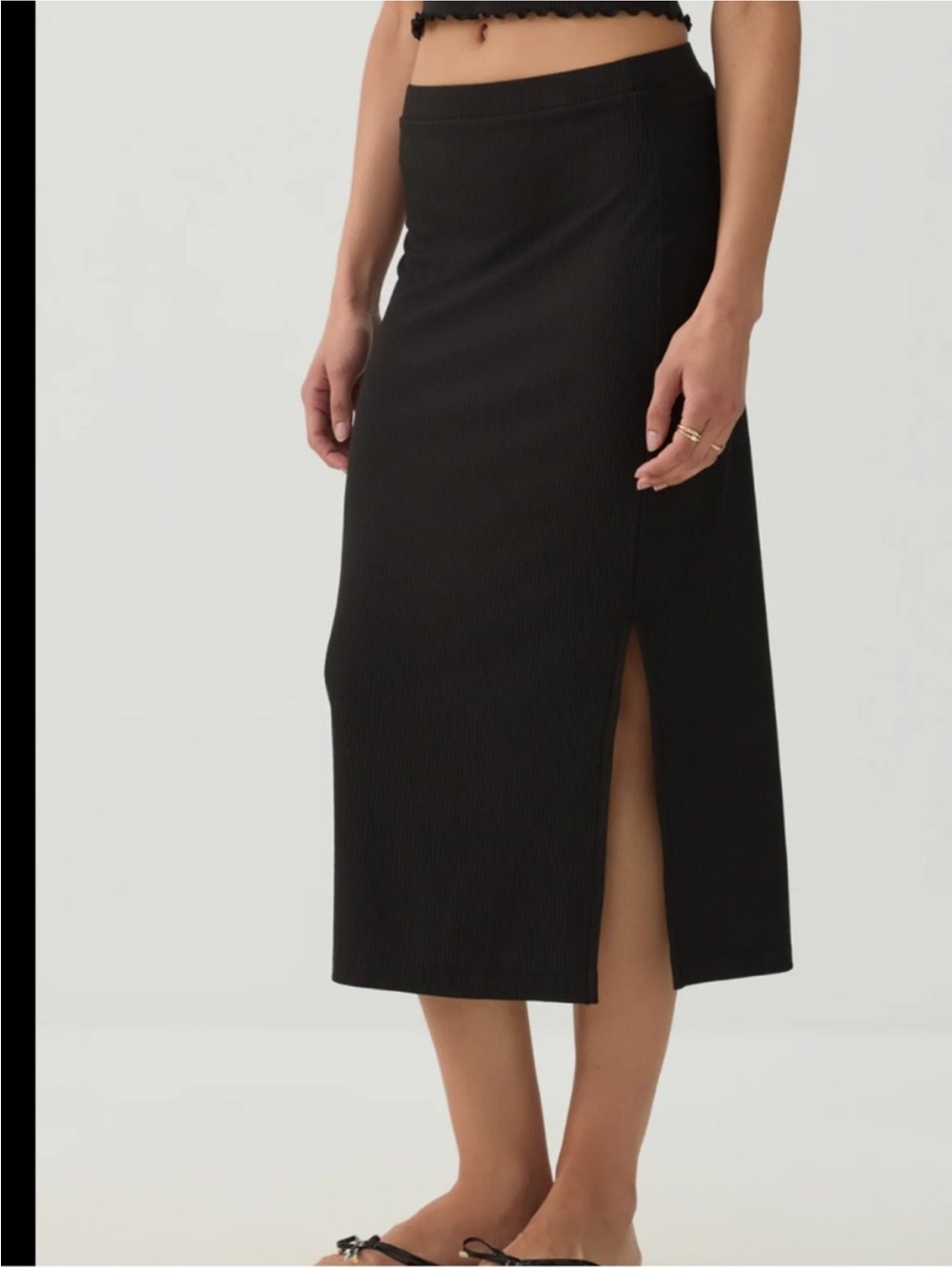Nwt Ardene Black ribbed Maxi Skirt size xs